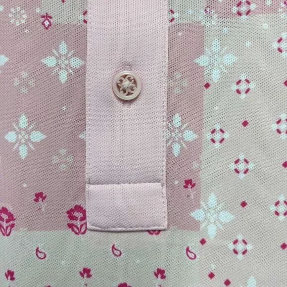 G/Fore NEW WITH TAGS Men's Size Medium Boro Patch Tech Golf S/S Polo Pink Floral - Picture 7 of 9